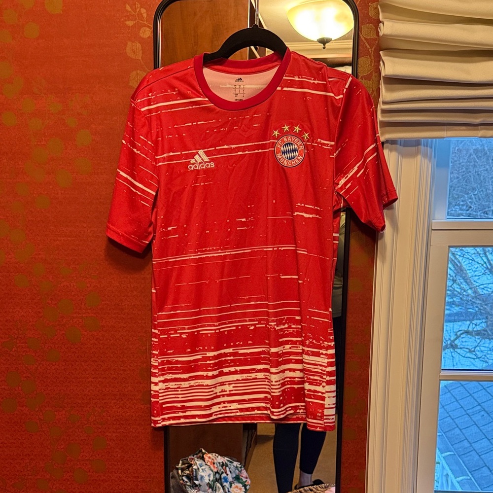 Adidas Bayern Munich Red and White Striped Jersey